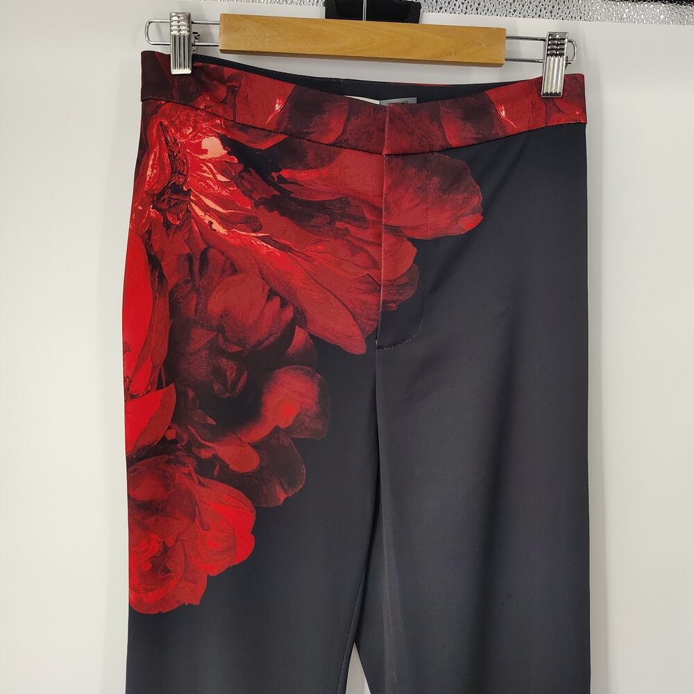 Alice + Olivia Pants Ronnie Peony Petals Bright Ruby Floral Size 4 - Picture 12 of 16